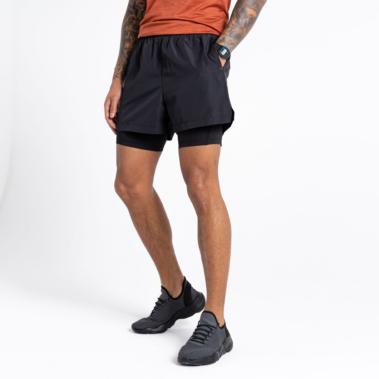 Dare2b Mens Recreate II 2 in 1 Gym Running Active Lined Shorts