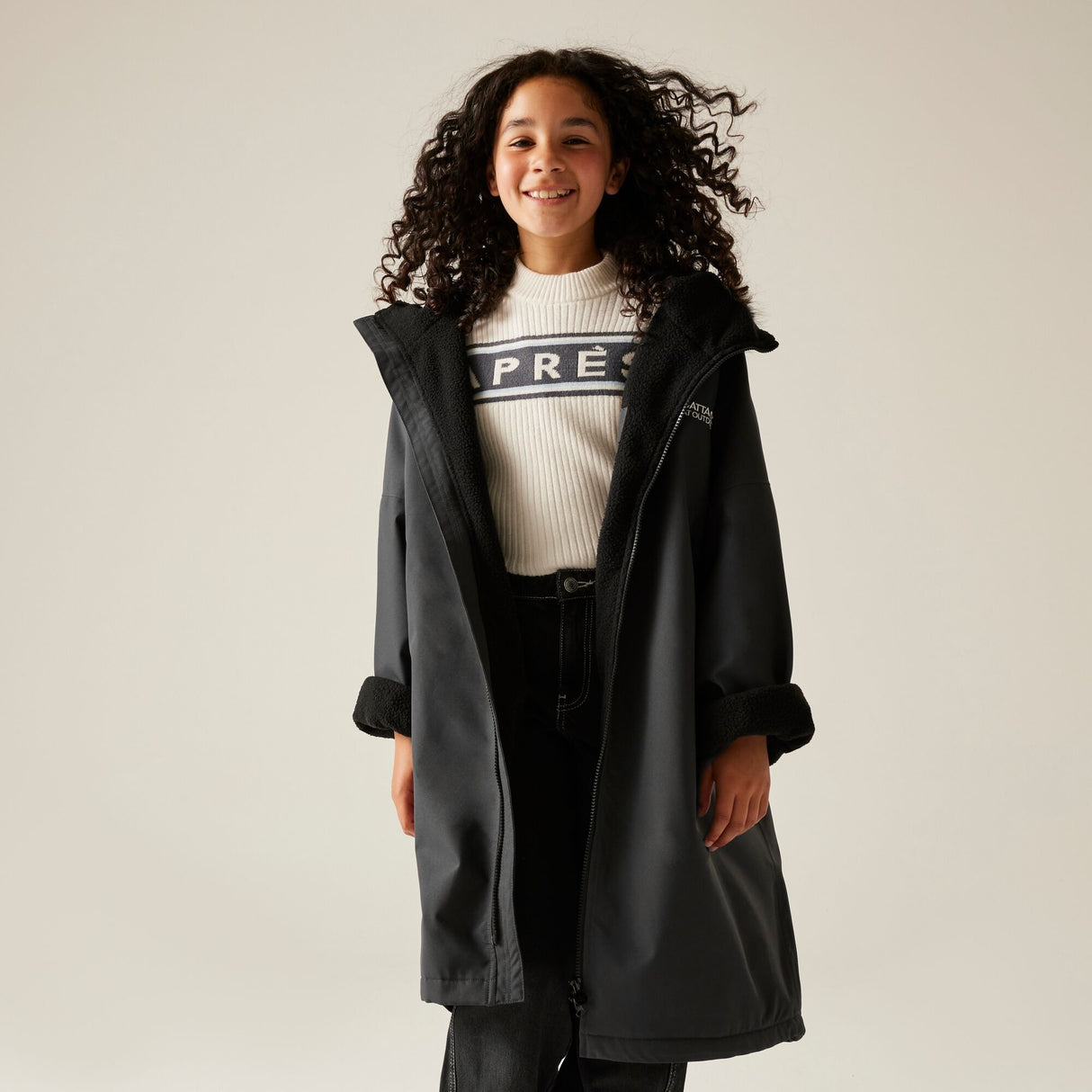 Regatta Kids Fur Trim Hooded Waterproof Pro Dry Changing Robe