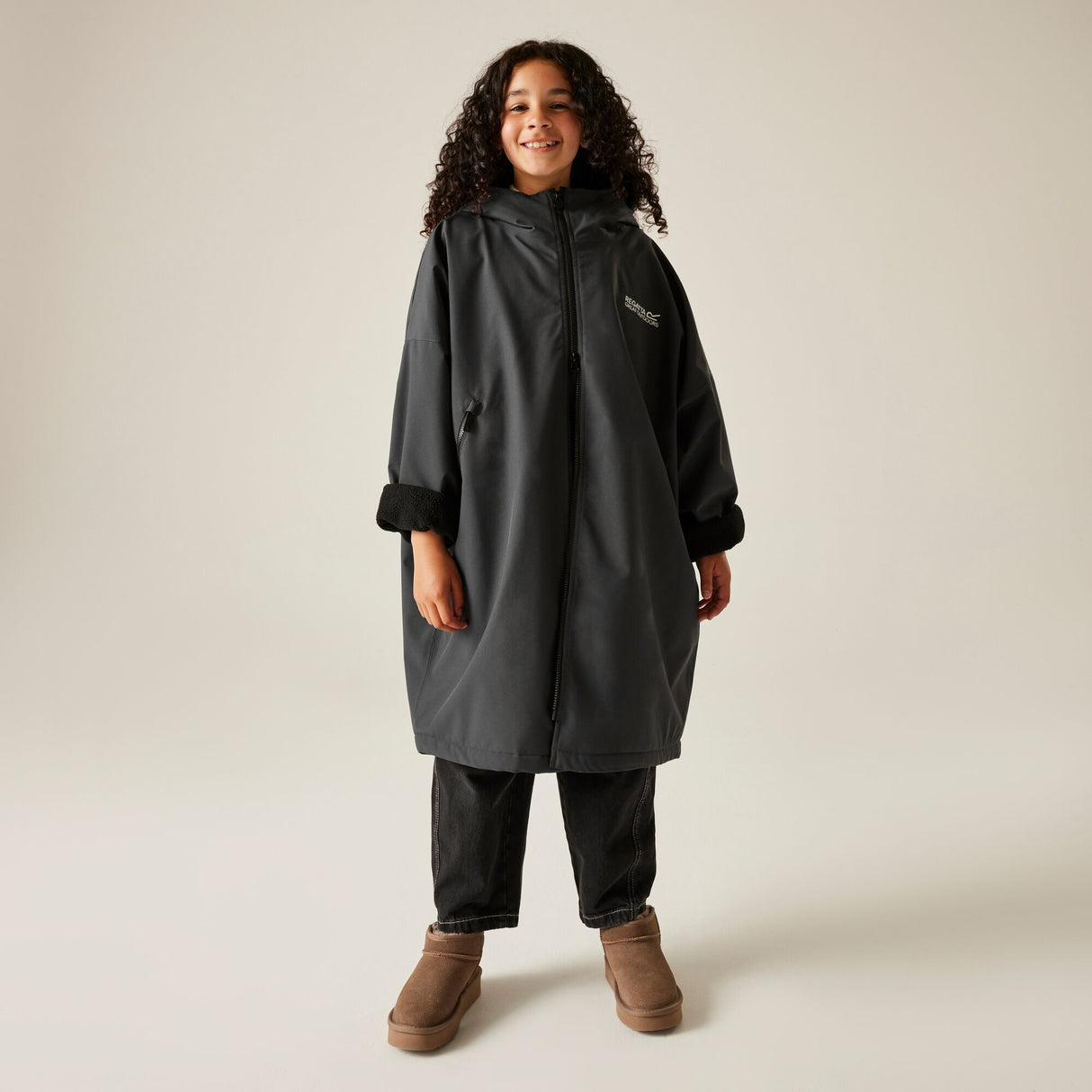 Regatta Kids Fur Trim Hooded Waterproof Pro Dry Changing Robe