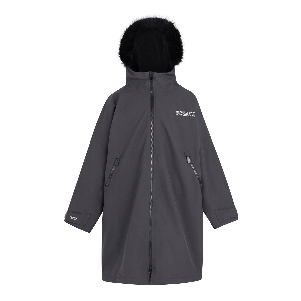 Regatta Kids Fur Trim Hooded Waterproof Pro Dry Changing Robe