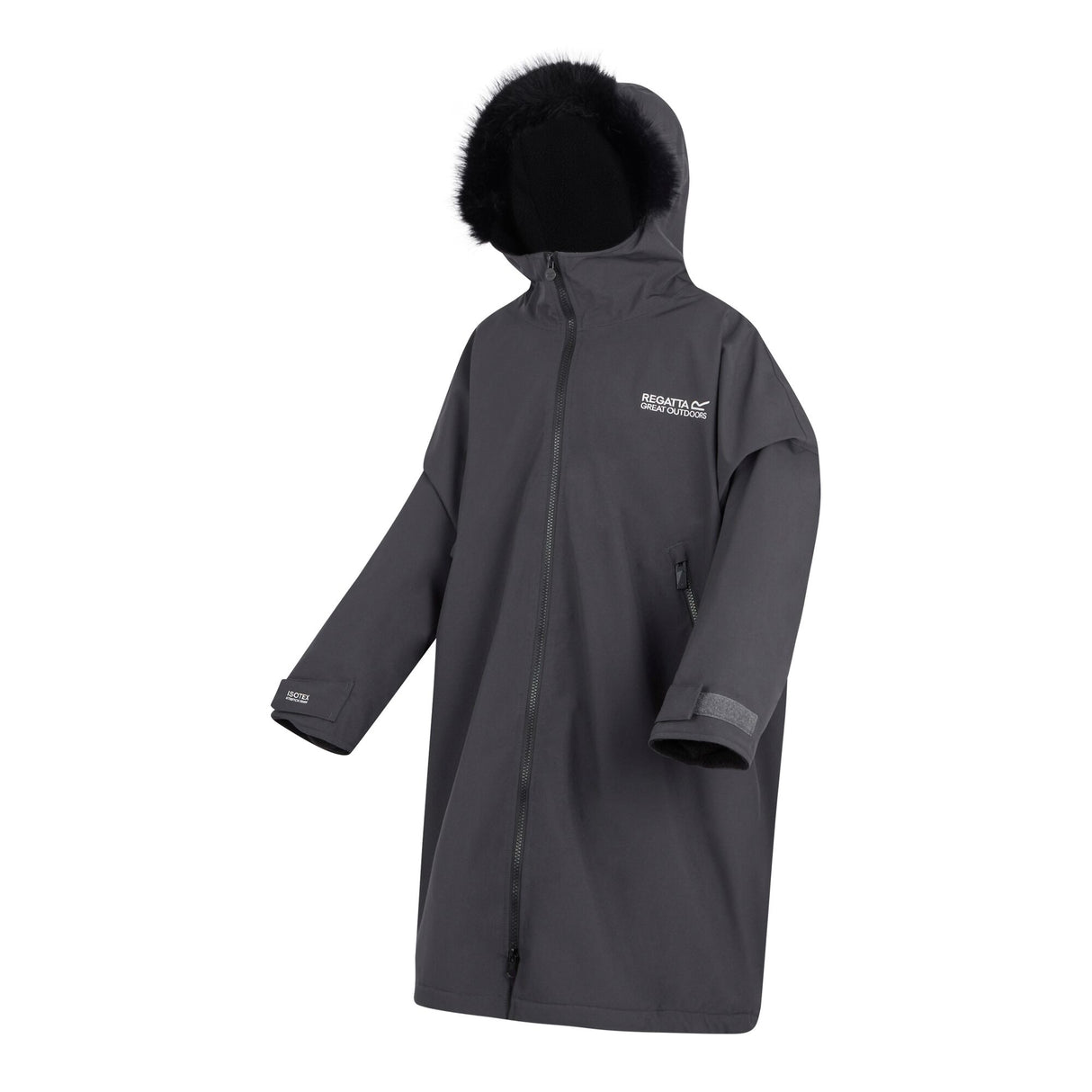 Regatta Kids Fur Trim Hooded Waterproof Pro Dry Changing Robe