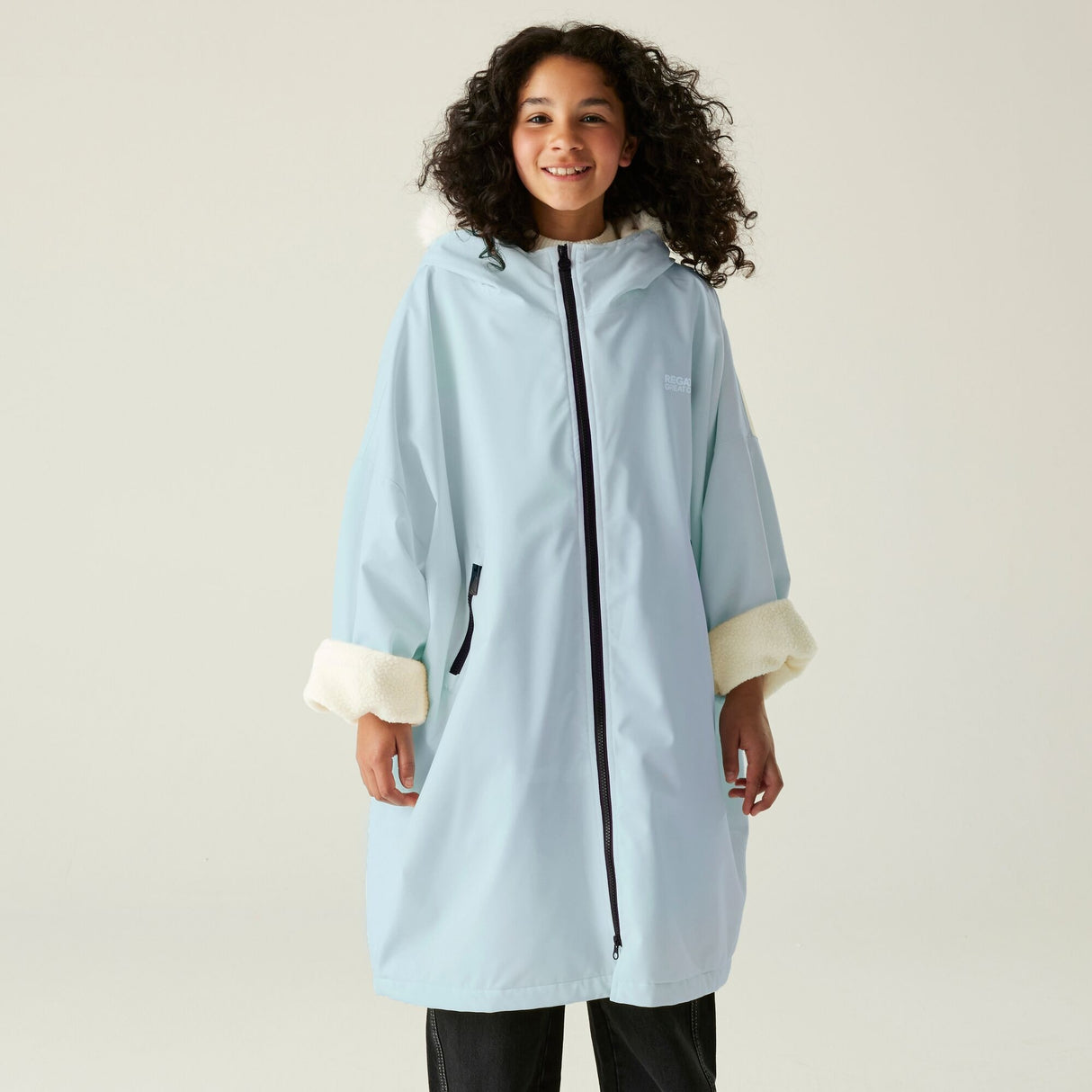 Regatta Kids Fur Trim Hooded Waterproof Pro Dry Changing Robe