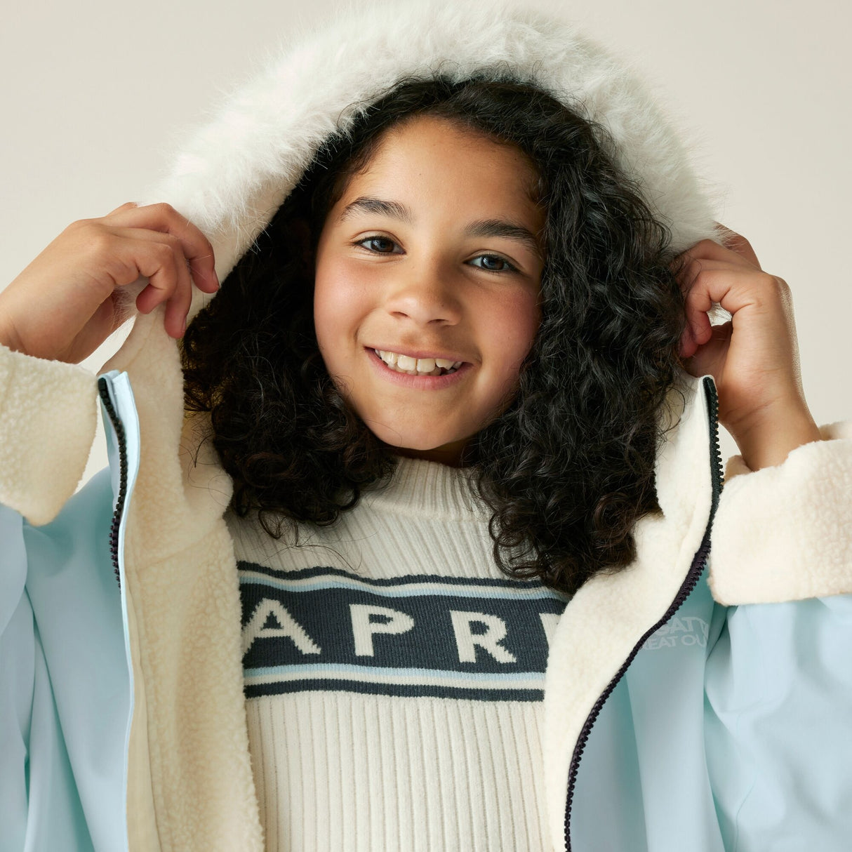 Regatta Kids Fur Trim Hooded Waterproof Pro Dry Changing Robe