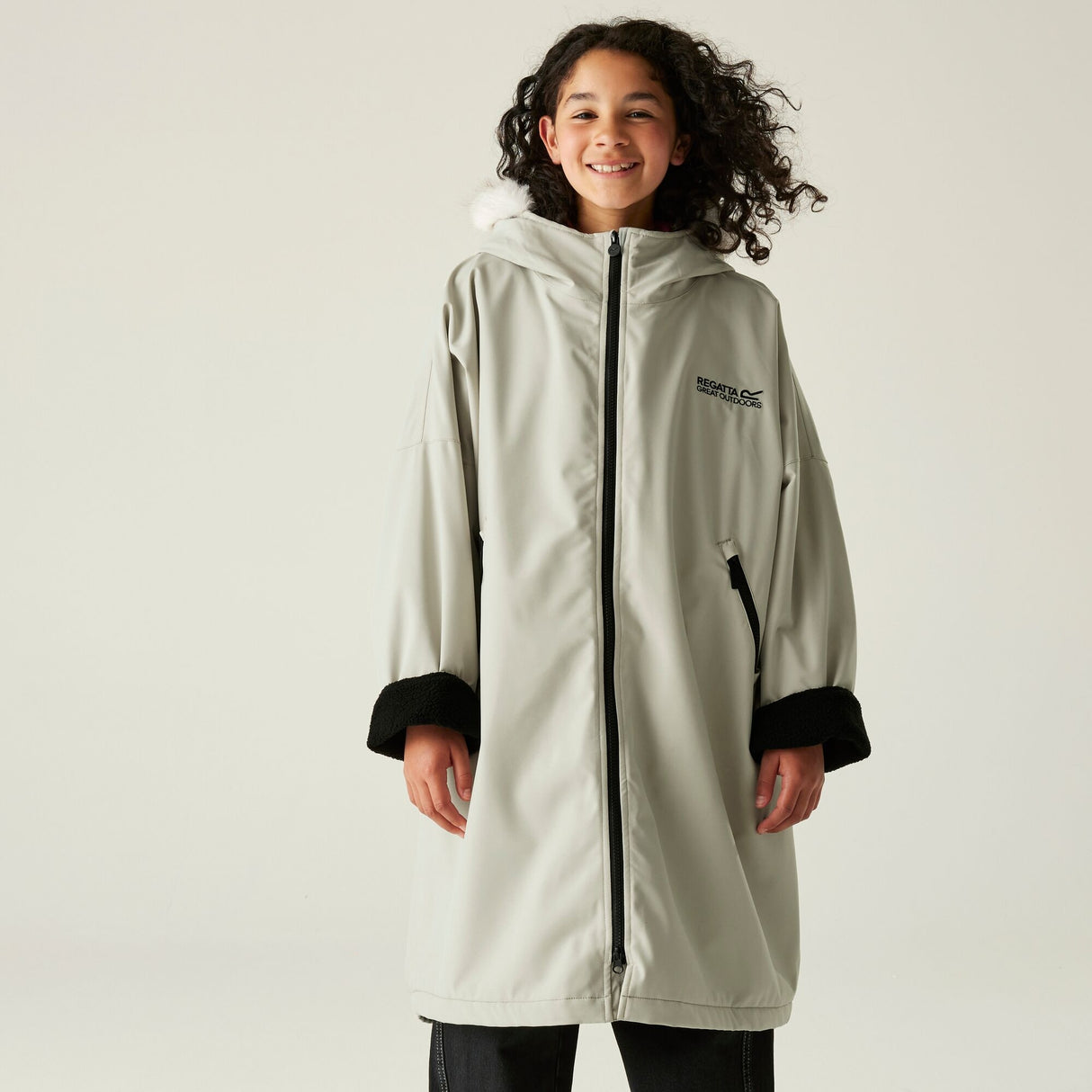 Regatta Kids Fur Trim Hooded Waterproof Pro Dry Changing Robe