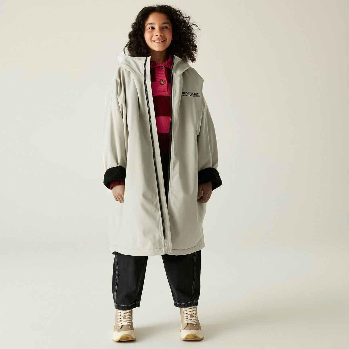 Regatta Kids Fur Trim Hooded Waterproof Pro Dry Changing Robe